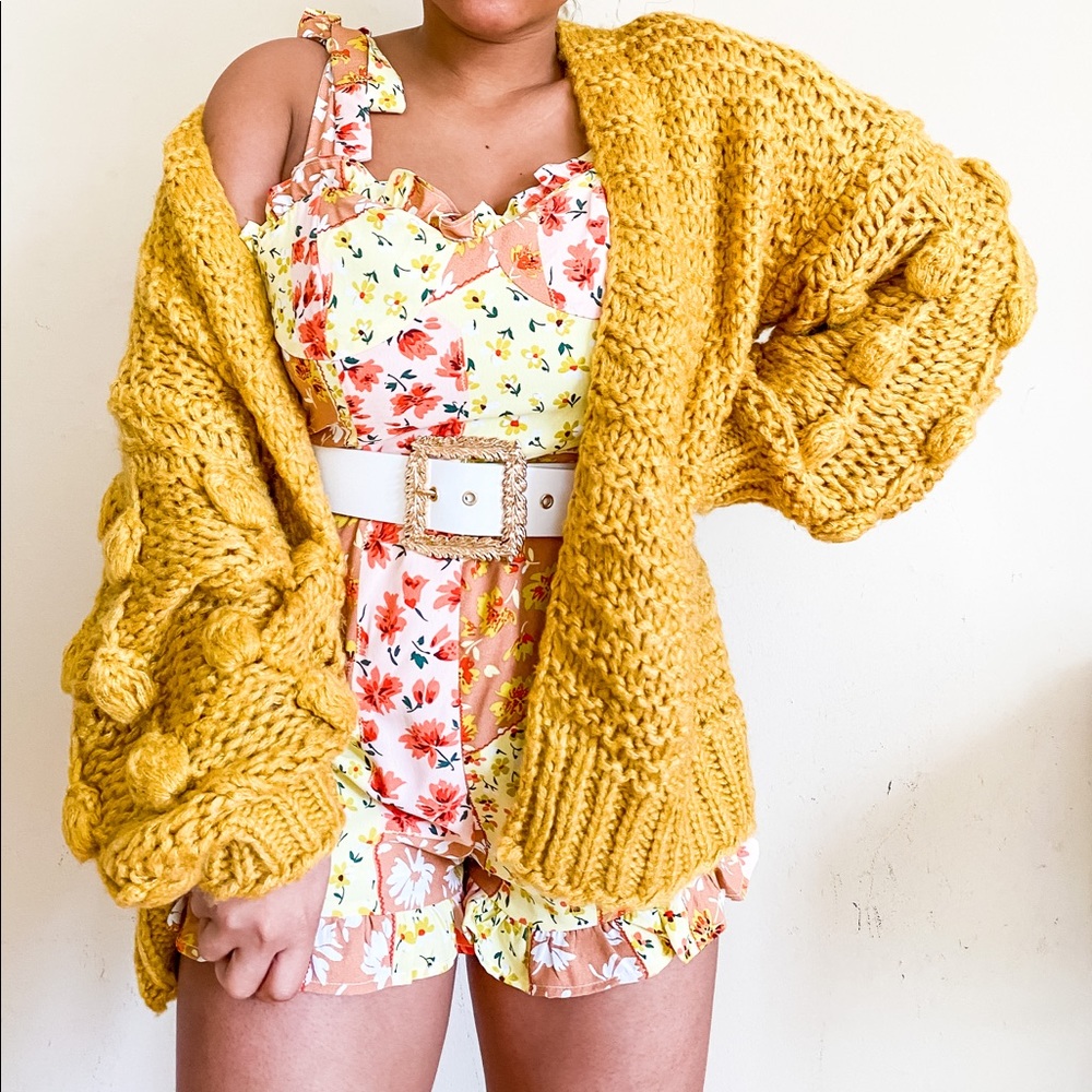 Mustard Yellow Spring Open Front Cardigan